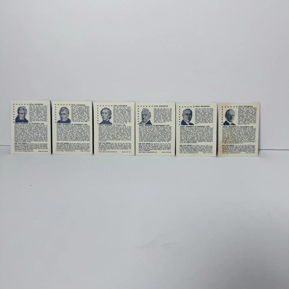 Lot Of 6 Vintage American President Collector‎ Cards Visual Panographic Inc